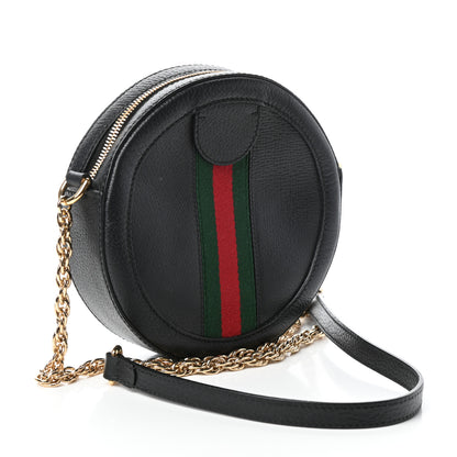 Gucci Grained Calfskin Web Mini Ophidia Round Shoulder Bag Black 3 of 9