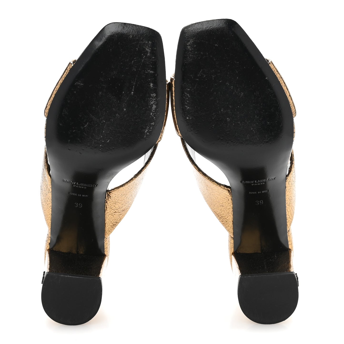 Metallic Supercrack Calfskin LouLou 95 Mule Sandals 39 Chestnut