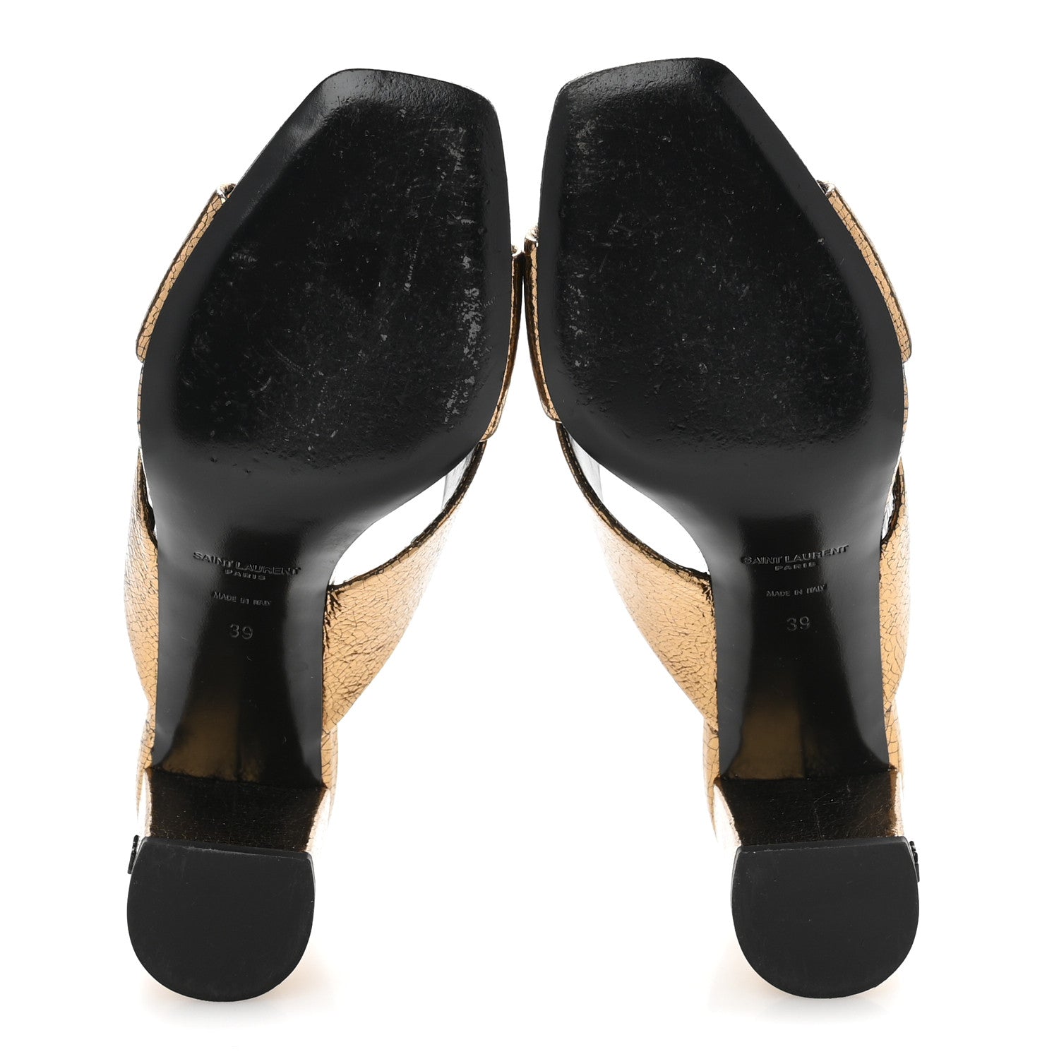 Saint Laurent Metallic Supercrack Calfskin LouLou 95 Mule Sandals 39 Chestnut 6 of 9