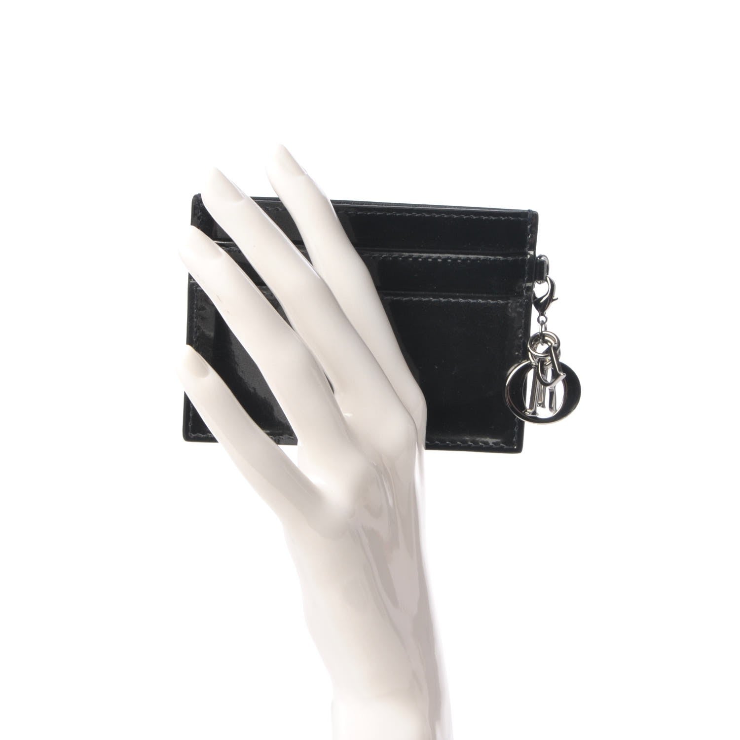Christian Dior Metallic Patent Micro-Cannage Lady Dior Card Holder Onyx Black 2 of 8