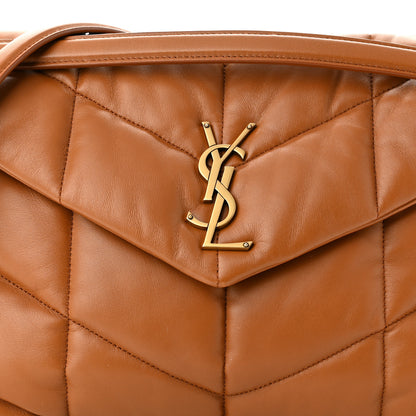 Saint Laurent Lambskin Quilted Medium Loulou Puffer Monogram Chain Satchel Miel Dark 8 of 10
