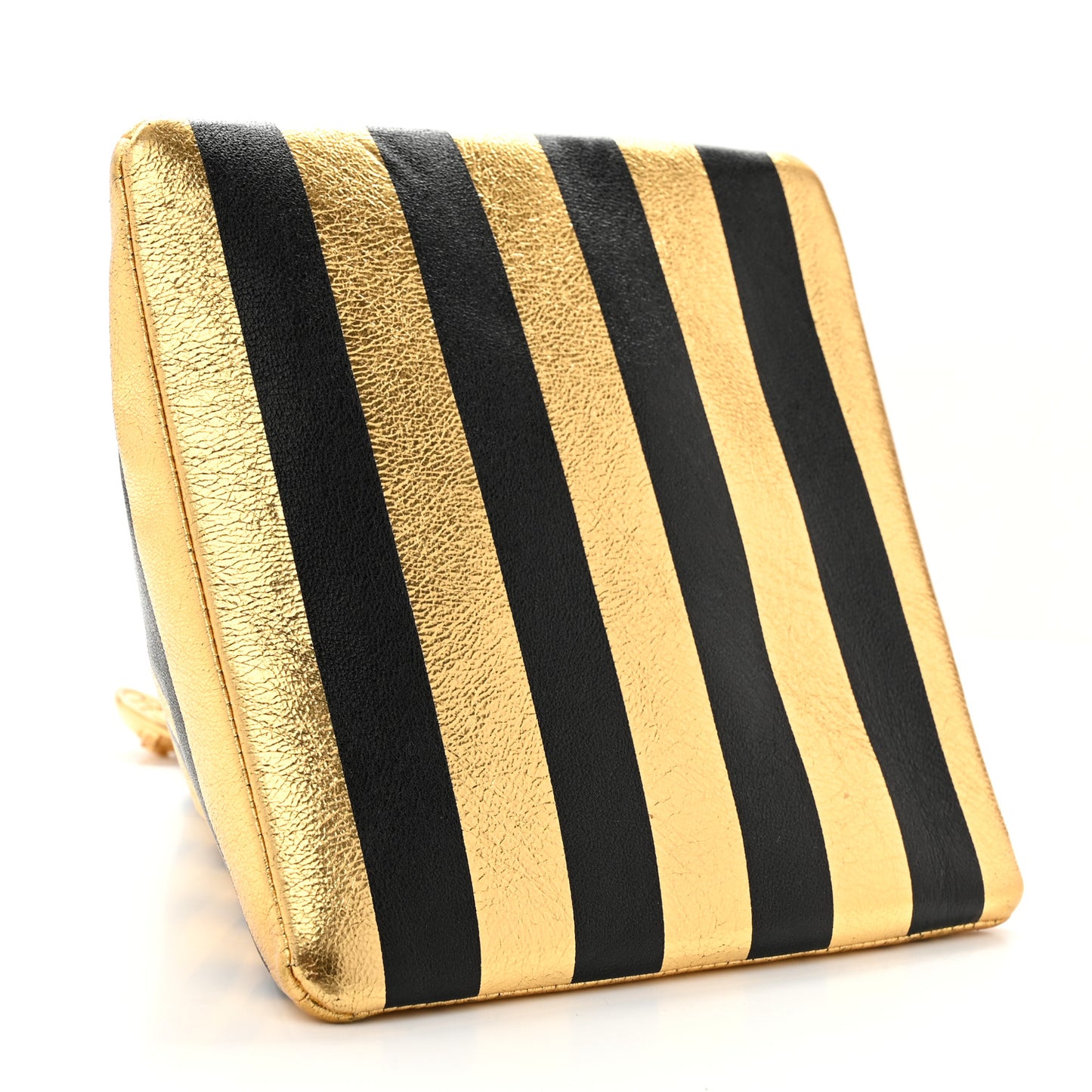 Metallic Lambskin CC Kheops Pyramid Bag Gold Black