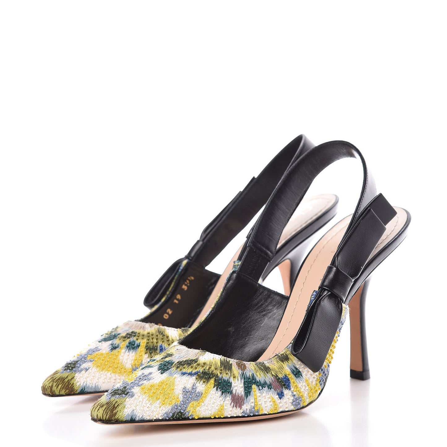 Embroidered Calfskin Beaded Sweet D Sling-Back Pumps 39.5 Dusty Jade