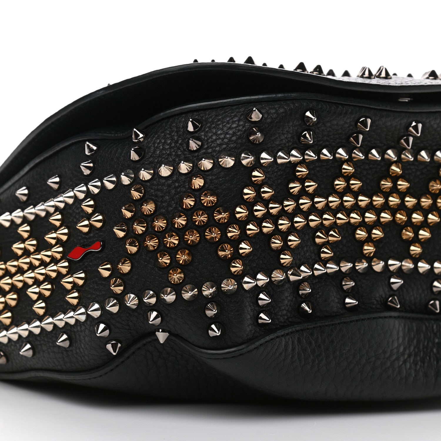 Christian Louboutin Calfskin Mix Chevron Spikes Panettone Messenger Black 5 of 10