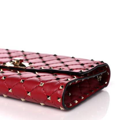 Valentino Garavani Nappa Rockstud Spike Wallet on Chain Rubino 10 of 12