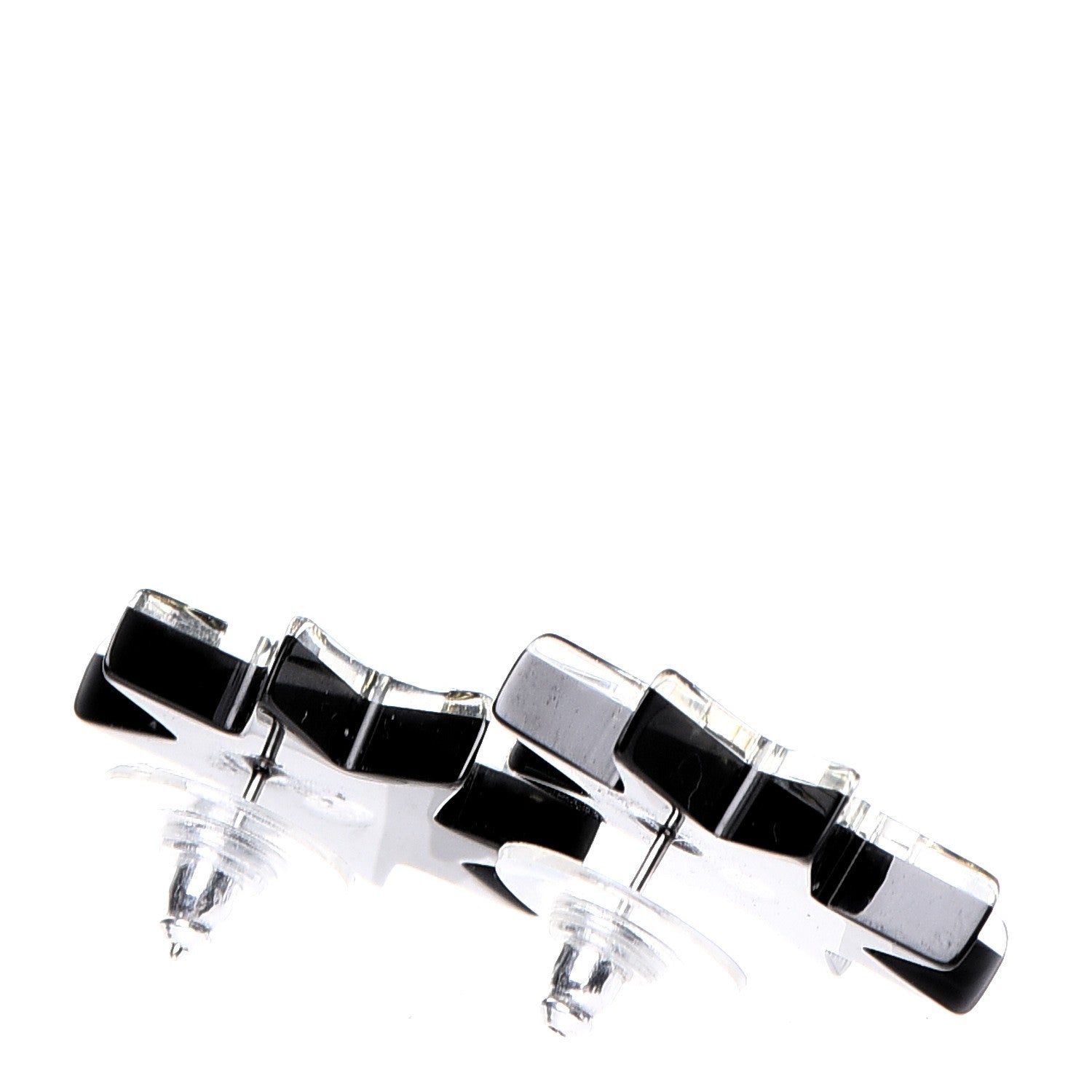 Chanel Resin Metal CC Star Earrings Black Gold 4 of 6