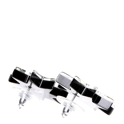 Chanel Resin Metal CC Star Earrings Black Gold 4 of 6