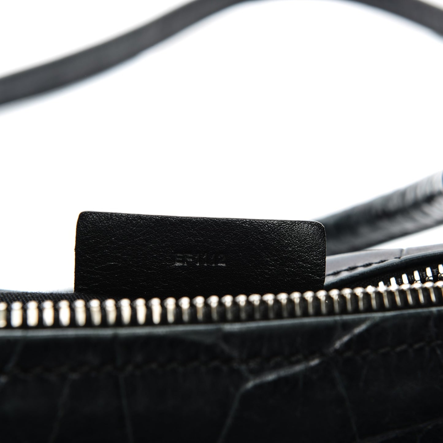 Calfskin Crocodile Embossed Small Pandora Black