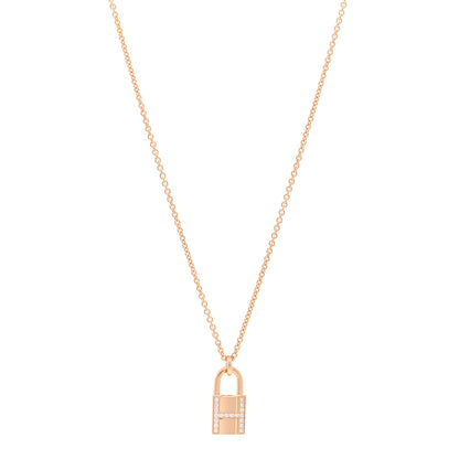 Hermes 18K Rose Gold Diamond Amulettes Cadenas Pendant Necklace 1 of 5