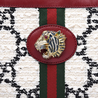 Gucci Tweed GG Monogram Large Rajah Chain Tote White Black Romantic Cherry 12 of 12