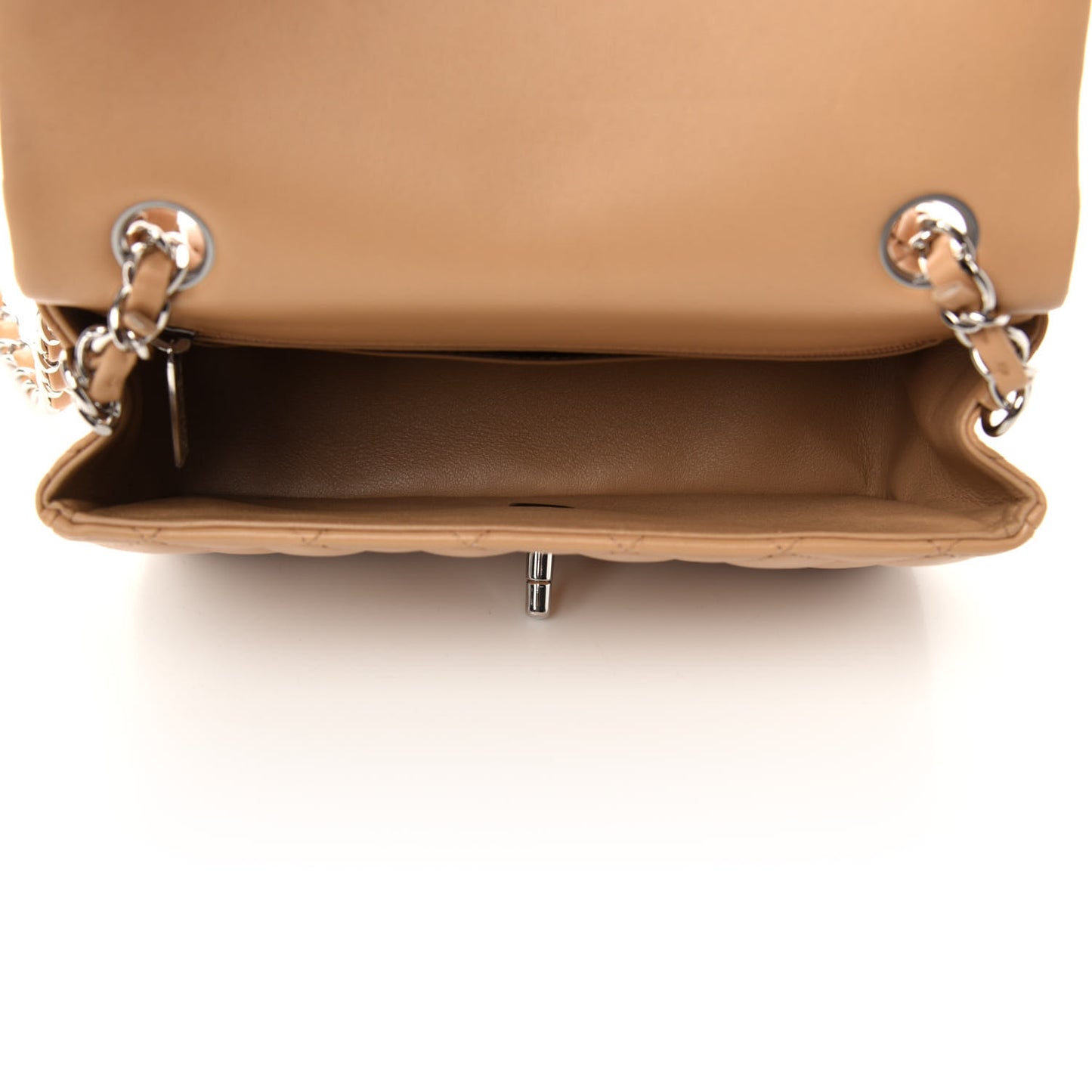 Lambskin Quilted Mini Rectangular Flap Beige