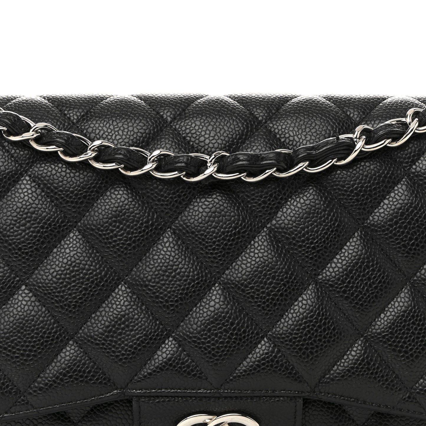 Caviar Quilted Jumbo Double Flap Black