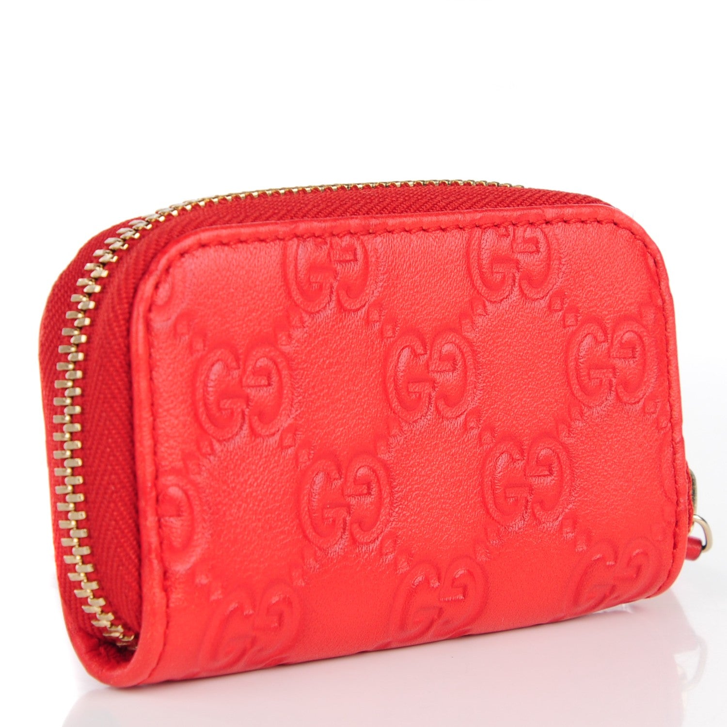 Gucci Guccissima Zip Around Coin Purse Red 3 of 7