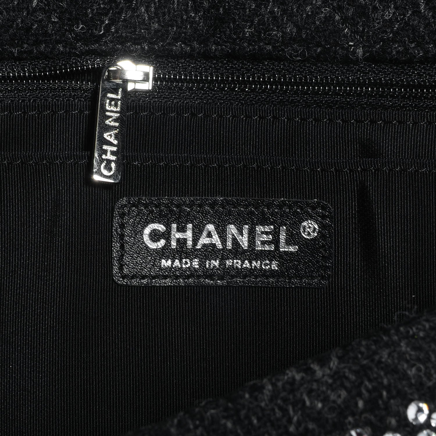 Chanel Tweed Swarovski Crystal Leopard Jumbo Flap Black 7 of 8
