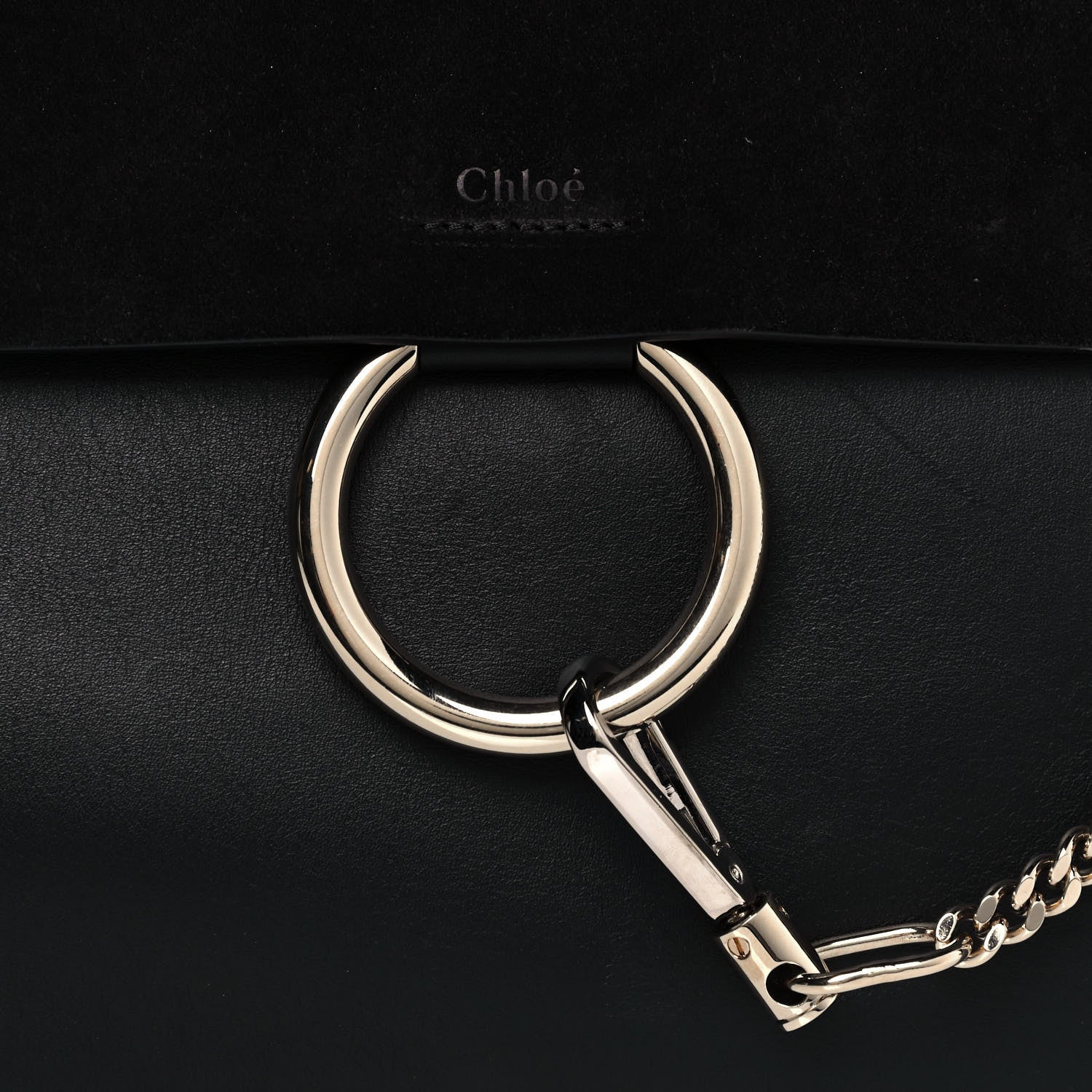 Chloe Suede Calfskin Medium Faye Shoulder Bag Black 7 of 14