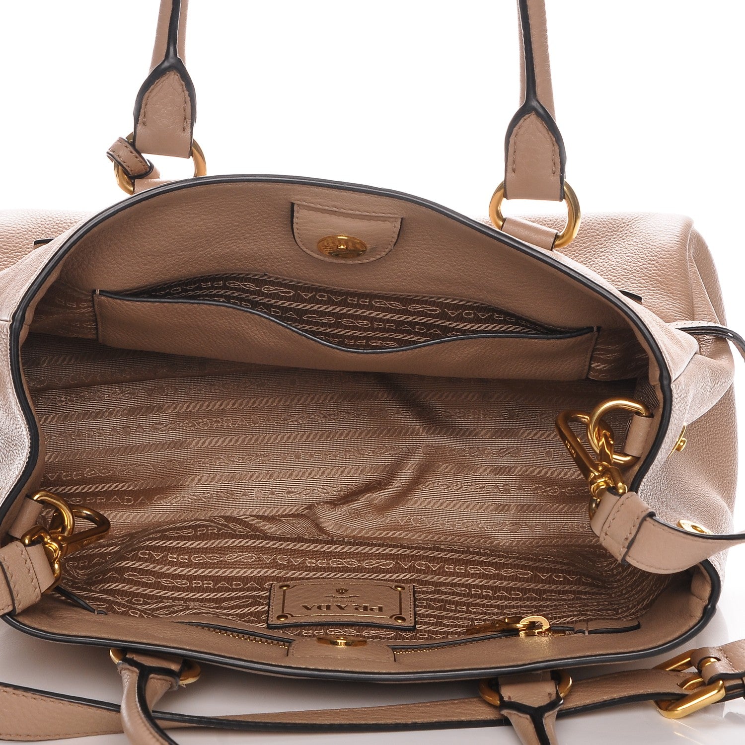 Prada Vitello Phenix Top Handle Bag Cammeo 5 of 7