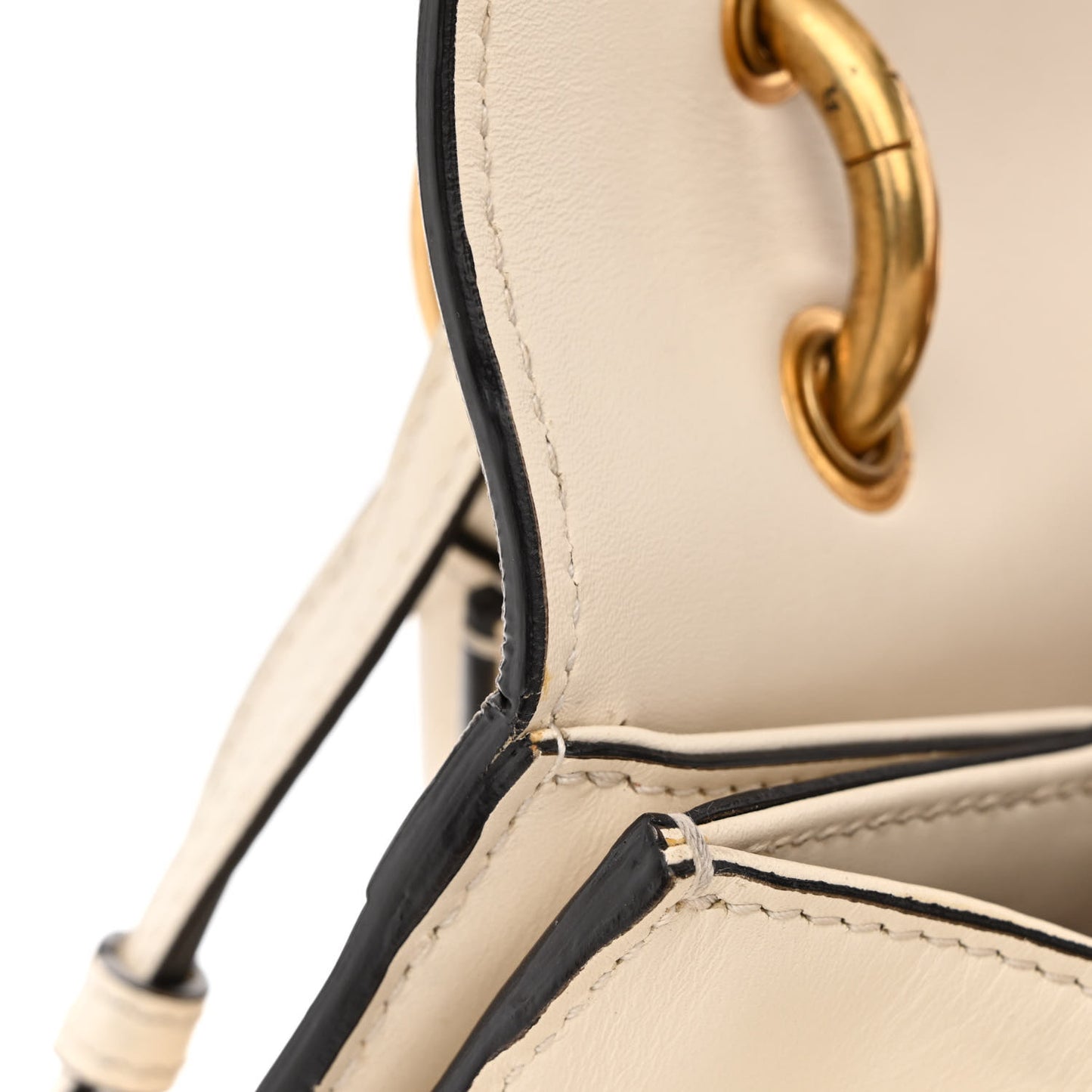 Calfskin Sylvie Web Small Queen Margaret Top Handle Bag White