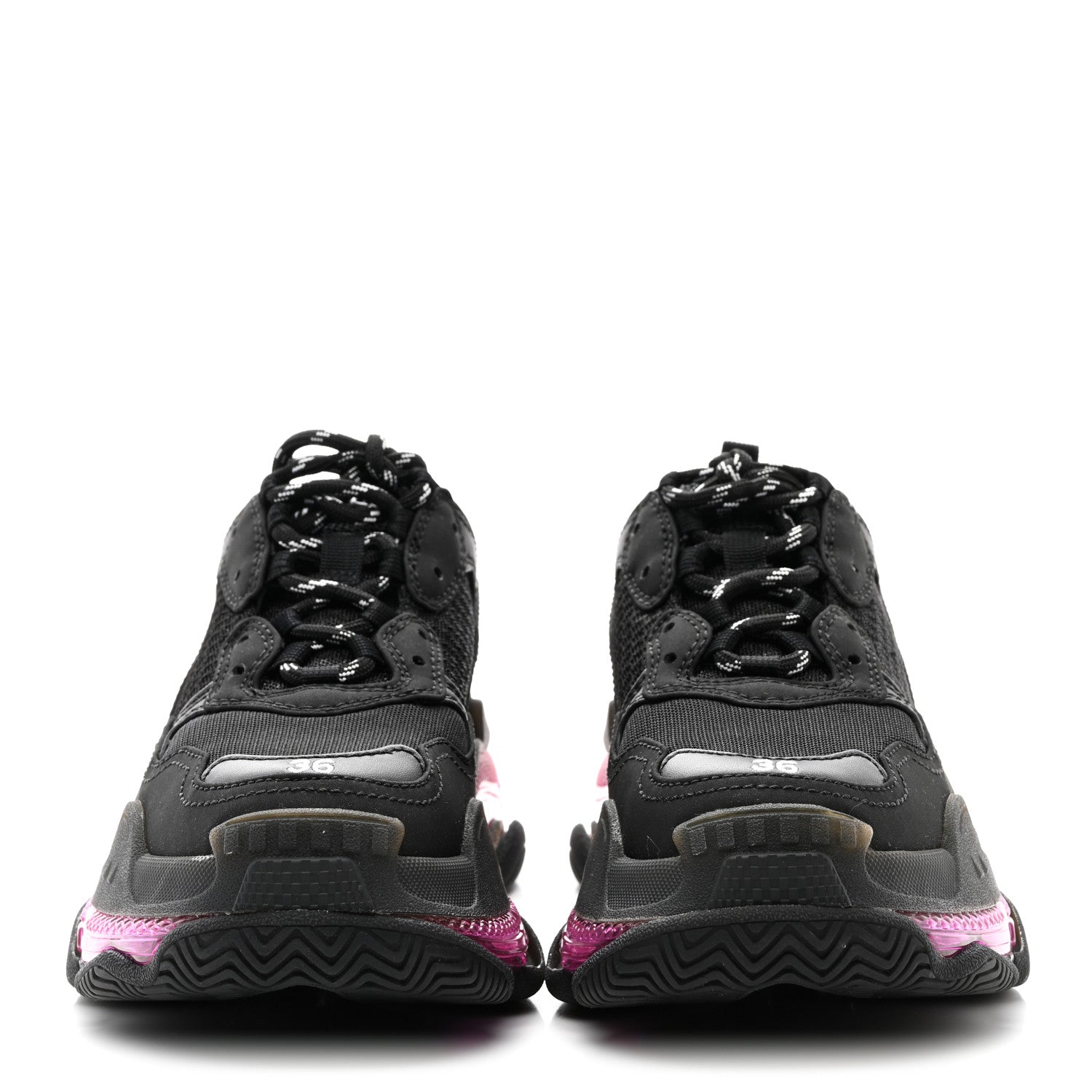 Balenciaga Fabric Mesh Clear Sole Womens Triple S Sneakers 36 Black Pink Neon 2 of 10