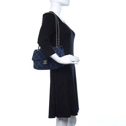 Chanel Denim Quilted Medium Denim Trip Single Flap Blue 2 of 9