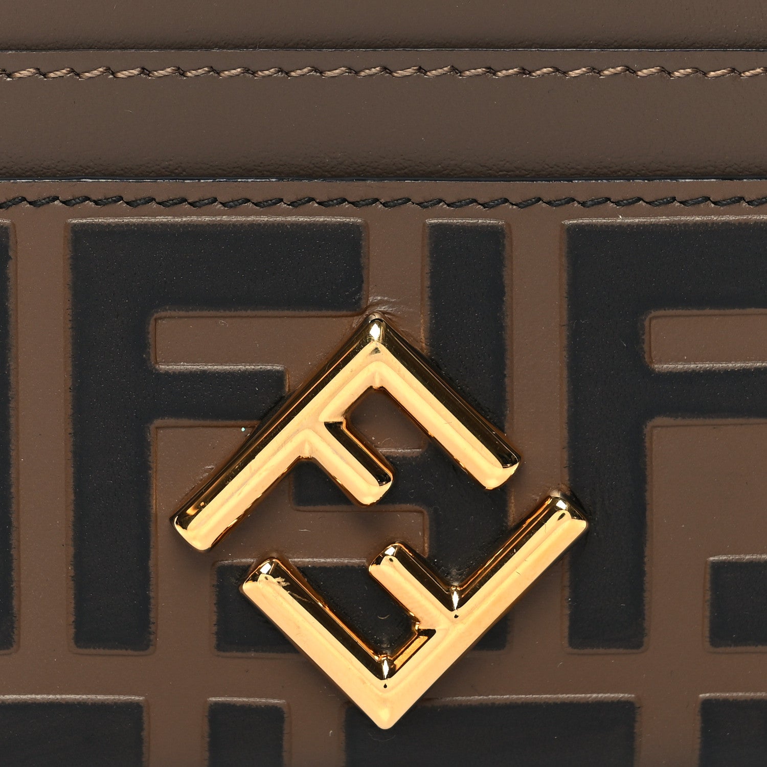 Fendi Vitello Ceylon Bi-Color FF 1974 Embossed FF Diamonds Card Holder Maya Black 8 of 9