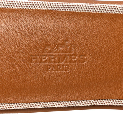 Hermes Calfskin Canvas Oran Sandals 41 Noisette Beige Dore 6 of 9