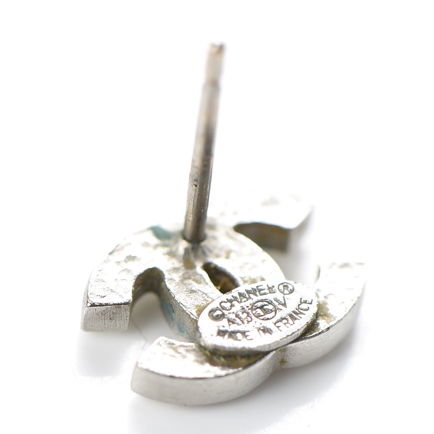 Chanel Crystal Timeless CC Earrings Silver 4 of 5