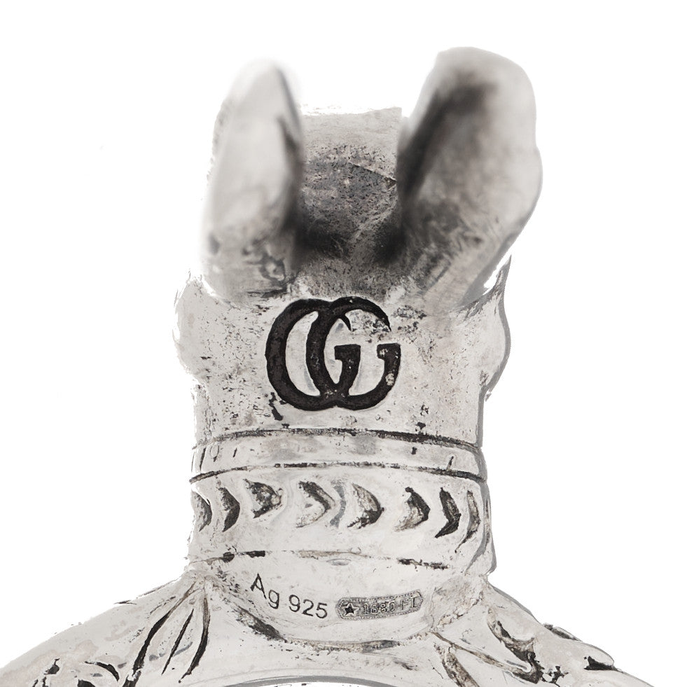 Gucci Sterling Silver Anger Forest Rabbit Head Ring 63 10.25 7 of 7