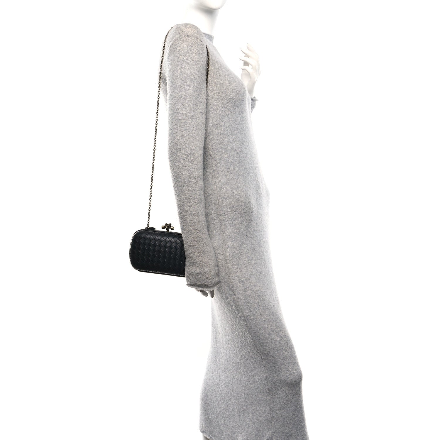 Bottega Veneta Nappa Intrecciato Chain Knot Clutch Black 2 of 9