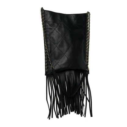 Chanel Calfskin Quilted Fringe Small Shopping Bag Black 3 of 14