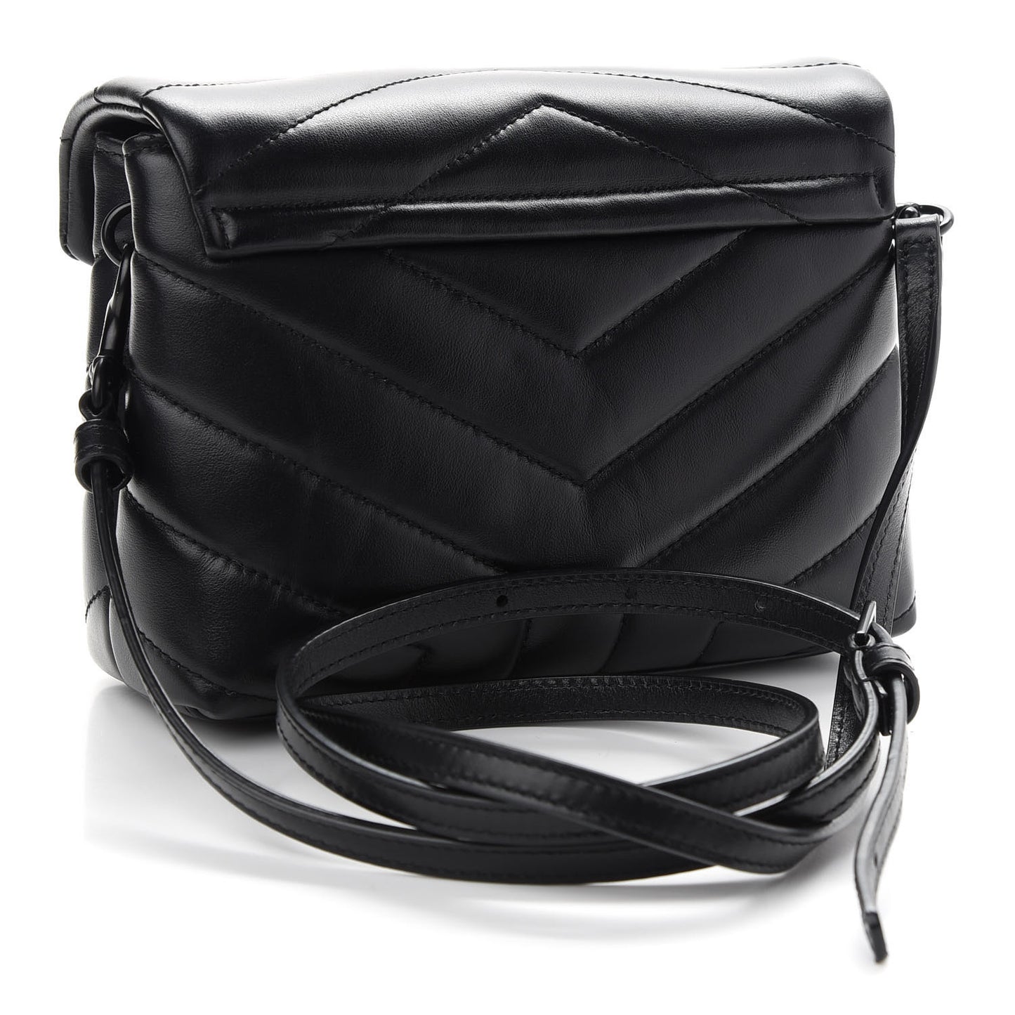 Calfskin Y Quilted Monogram Toy Loulou Crossbody Bag Black