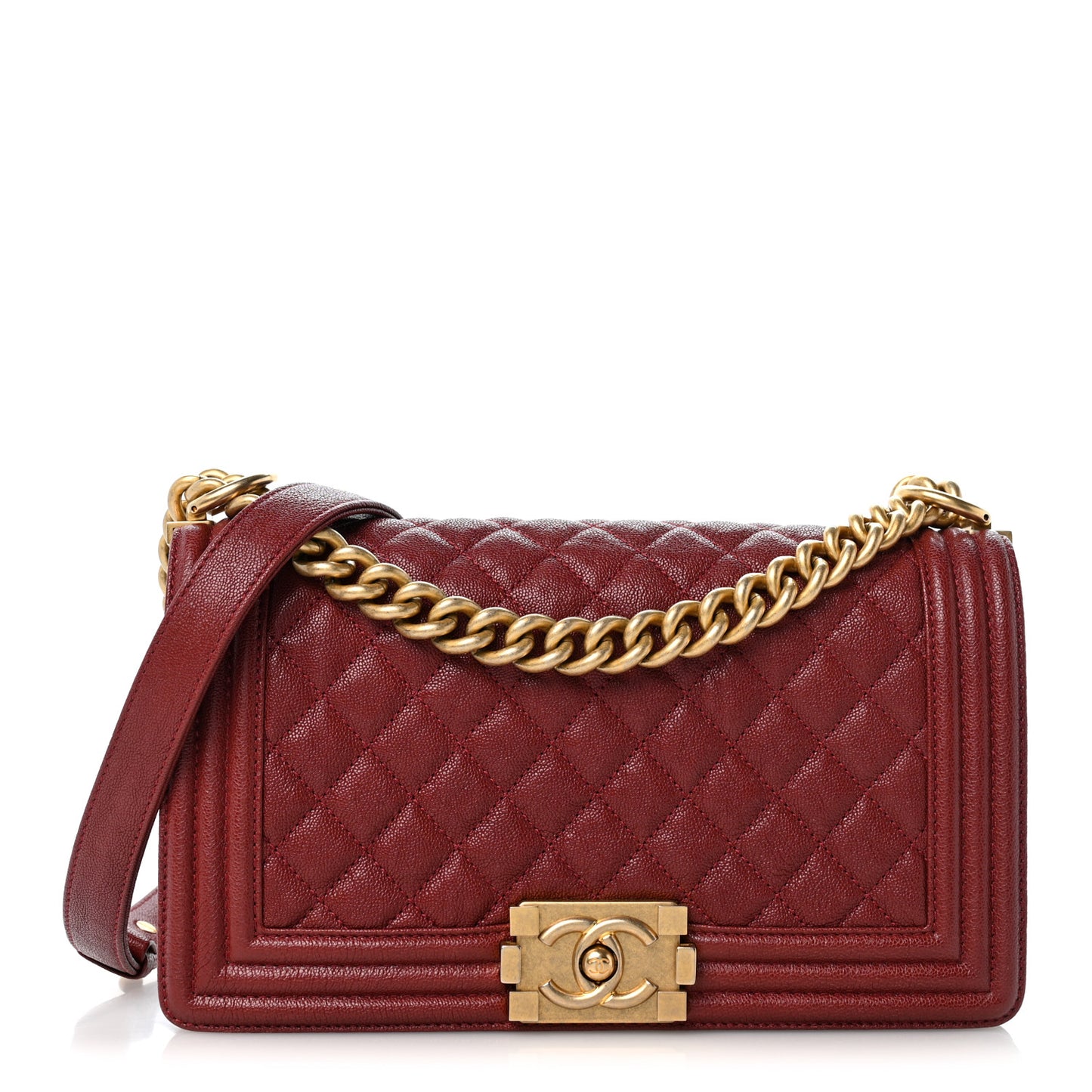 Caviar Quilted Medium Boy Flap Burgundy