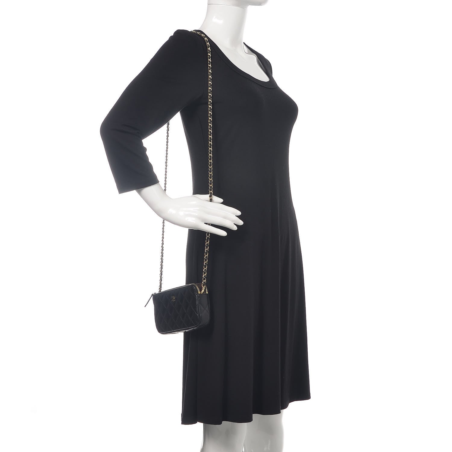 Chanel Lambskin Quilted Small Clutch With Chain Black 2 of 18