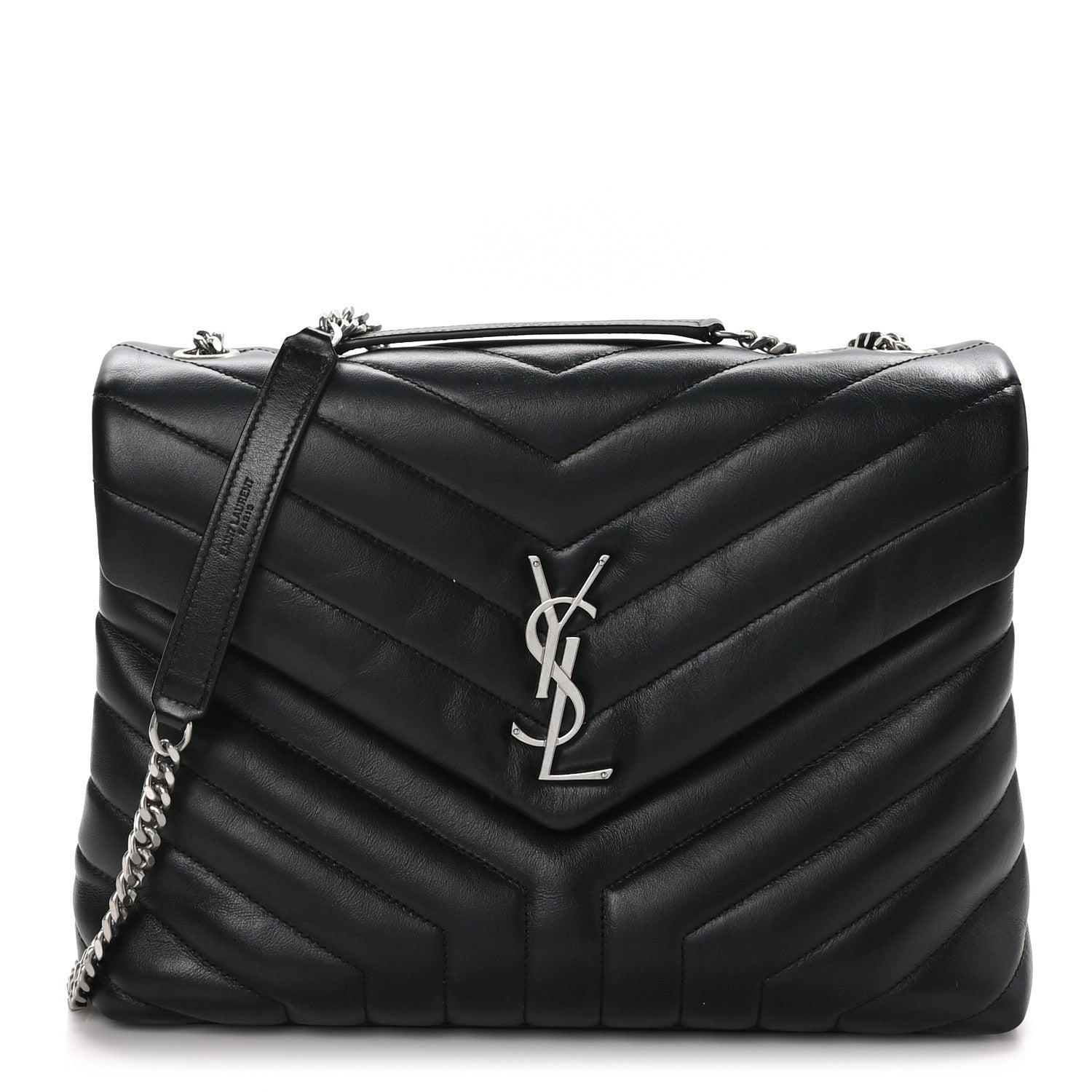 Saint Laurent Calfskin Y Quilted Monogram Medium Loulou Chain Satchel Black 1 of 12