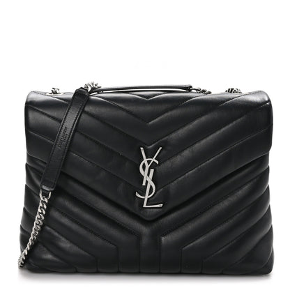 Saint Laurent Calfskin Y Quilted Monogram Medium Loulou Chain Satchel Black 1 of 12