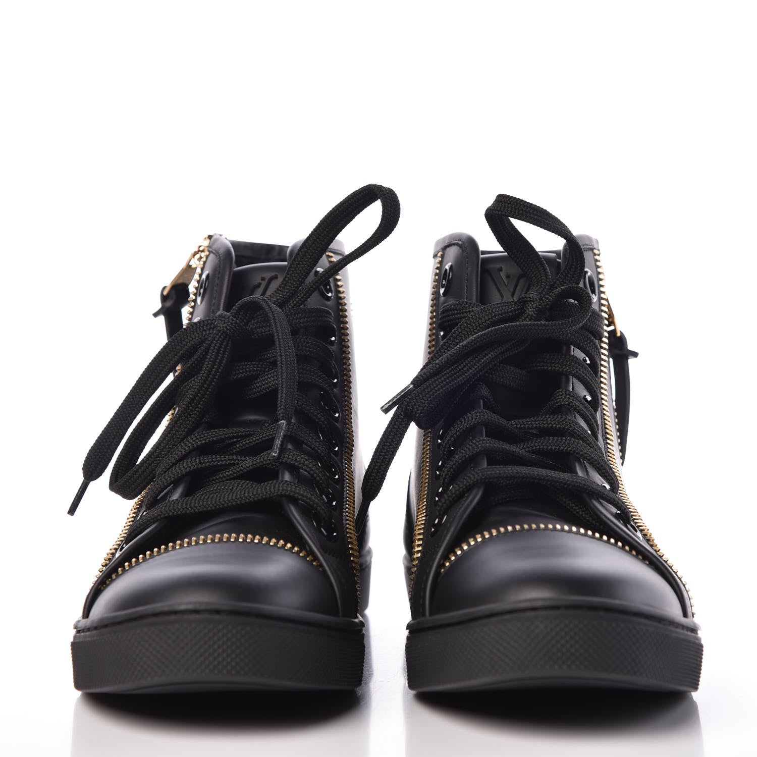 Louis Vuitton Calfskin Punchy Zipper High Top Sneakers 35.5 Black 2 of 8