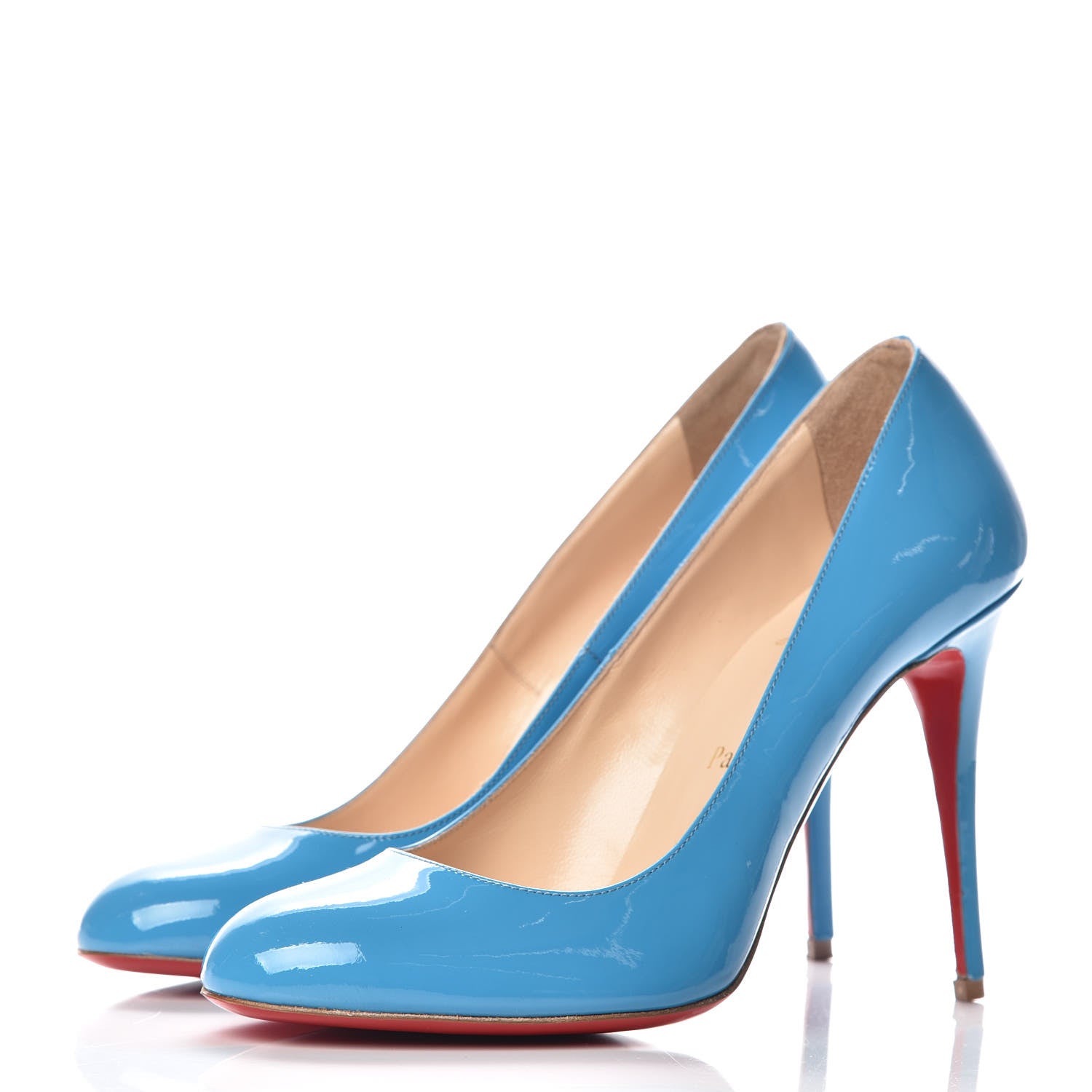 Christian Louboutin Patent Fifi 100 Pumps 38 Celeste 3 of 10