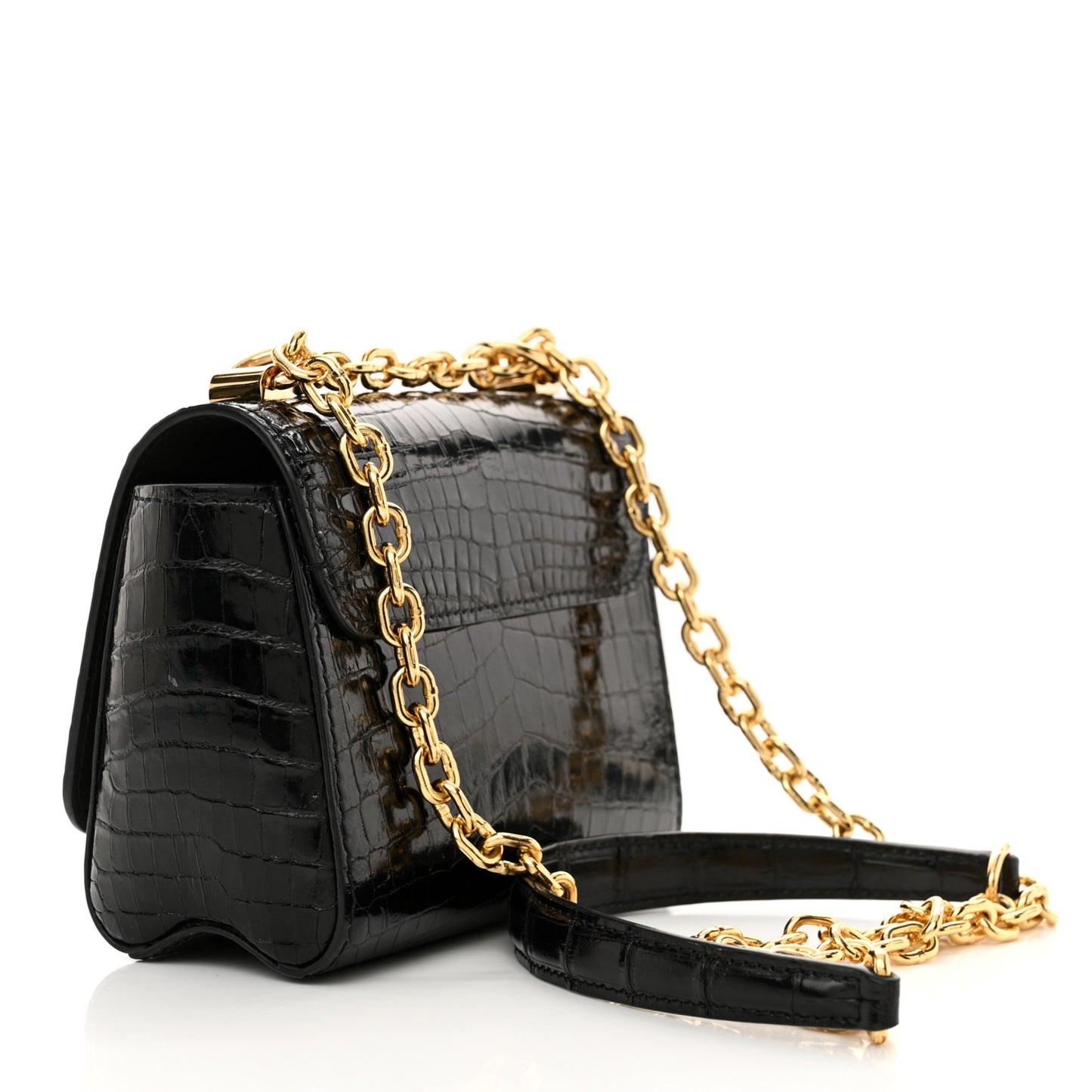 Crocodile Twist Mini Shoulder Bag Black