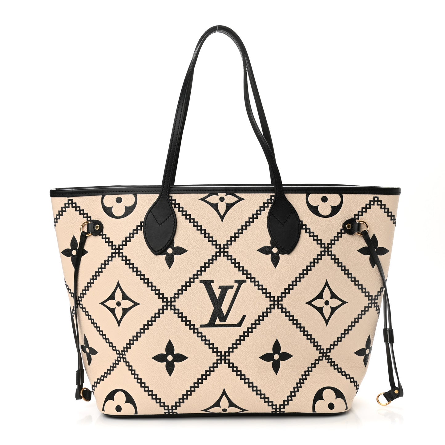 Empreinte Monogram Giant Broderies Neverfull MM Cream Black