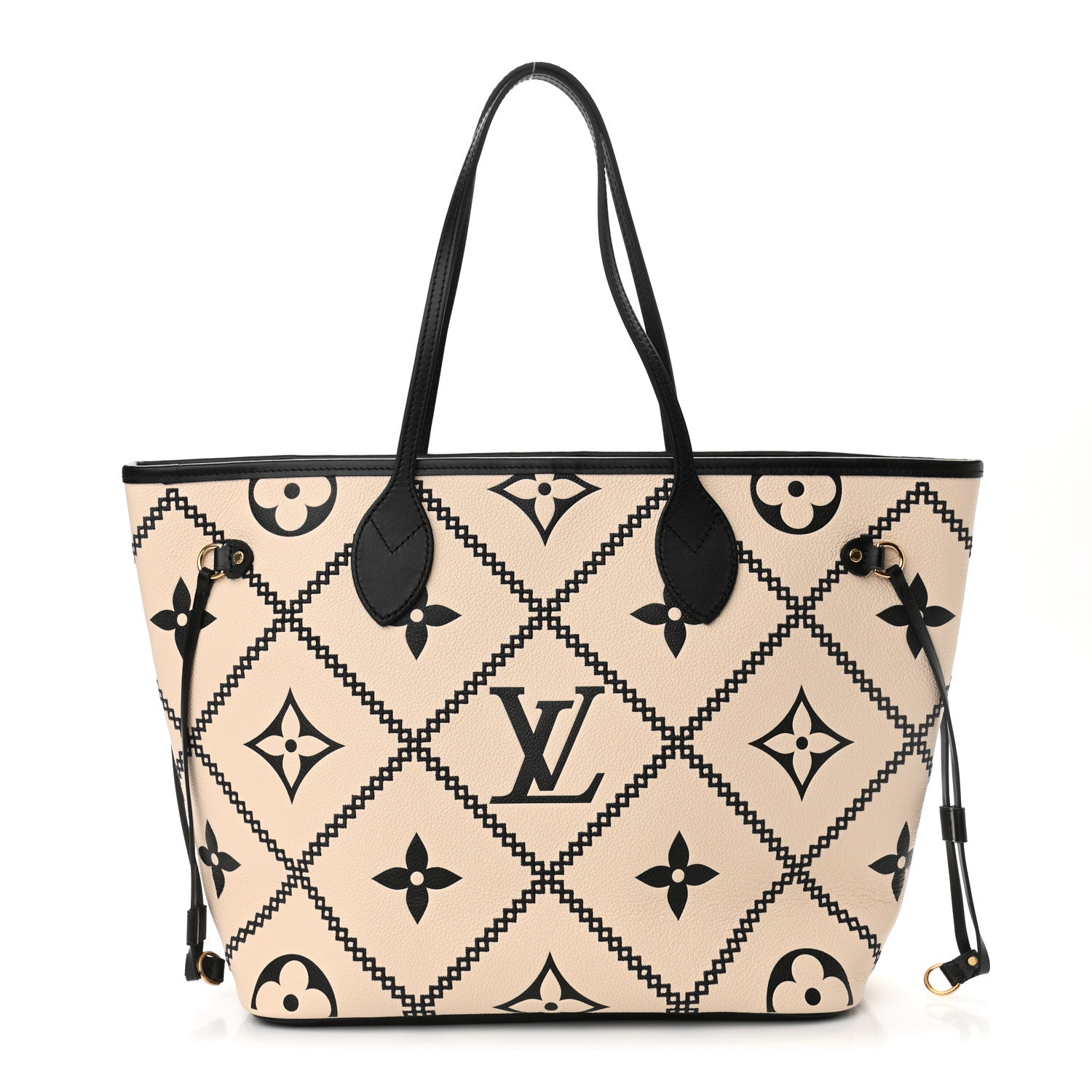 Louis Vuitton Empreinte Monogram Giant Broderies Neverfull MM Cream Black 1 of 9