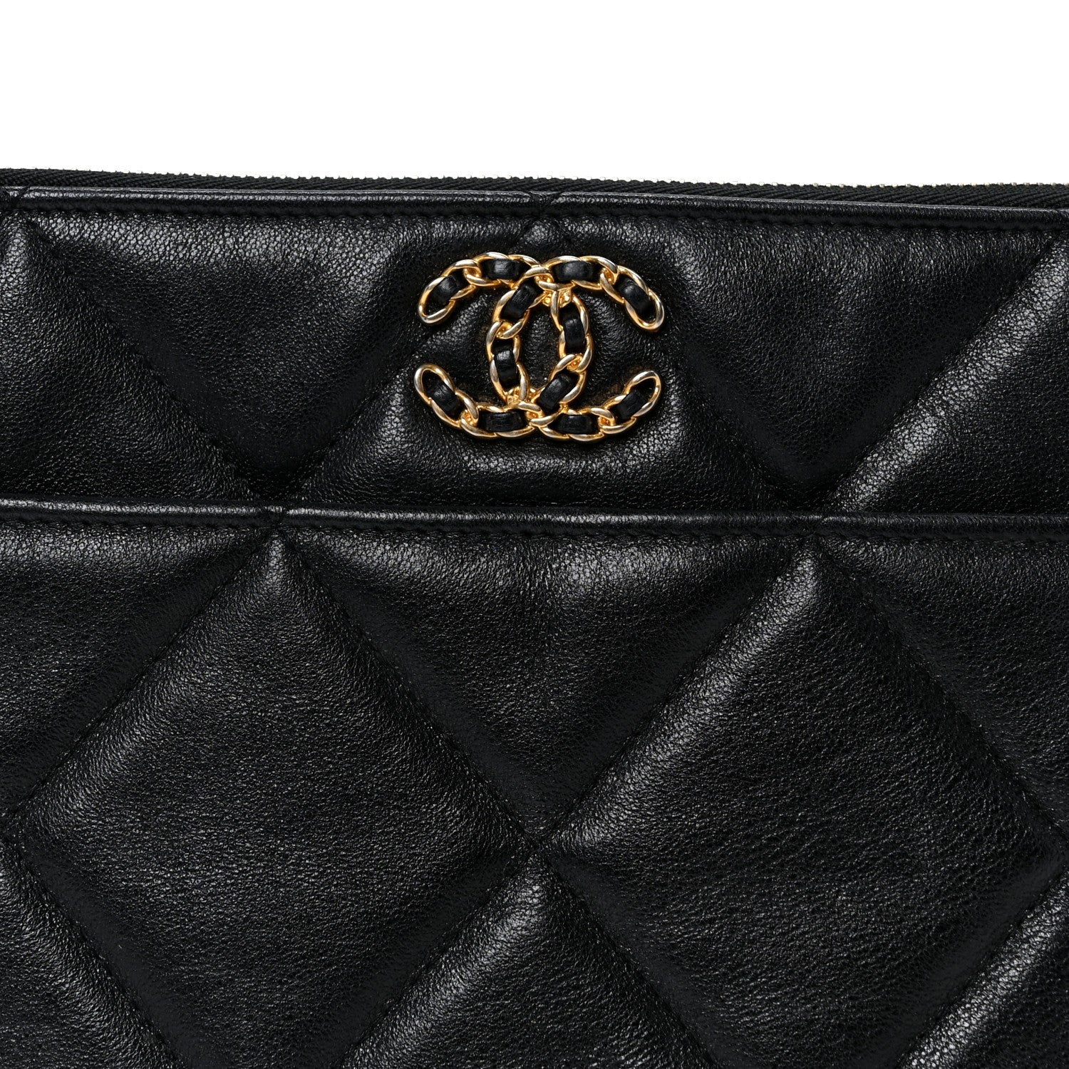 Chanel Goatskin Quilted Chanel 19 Pouch Black 8 of 9