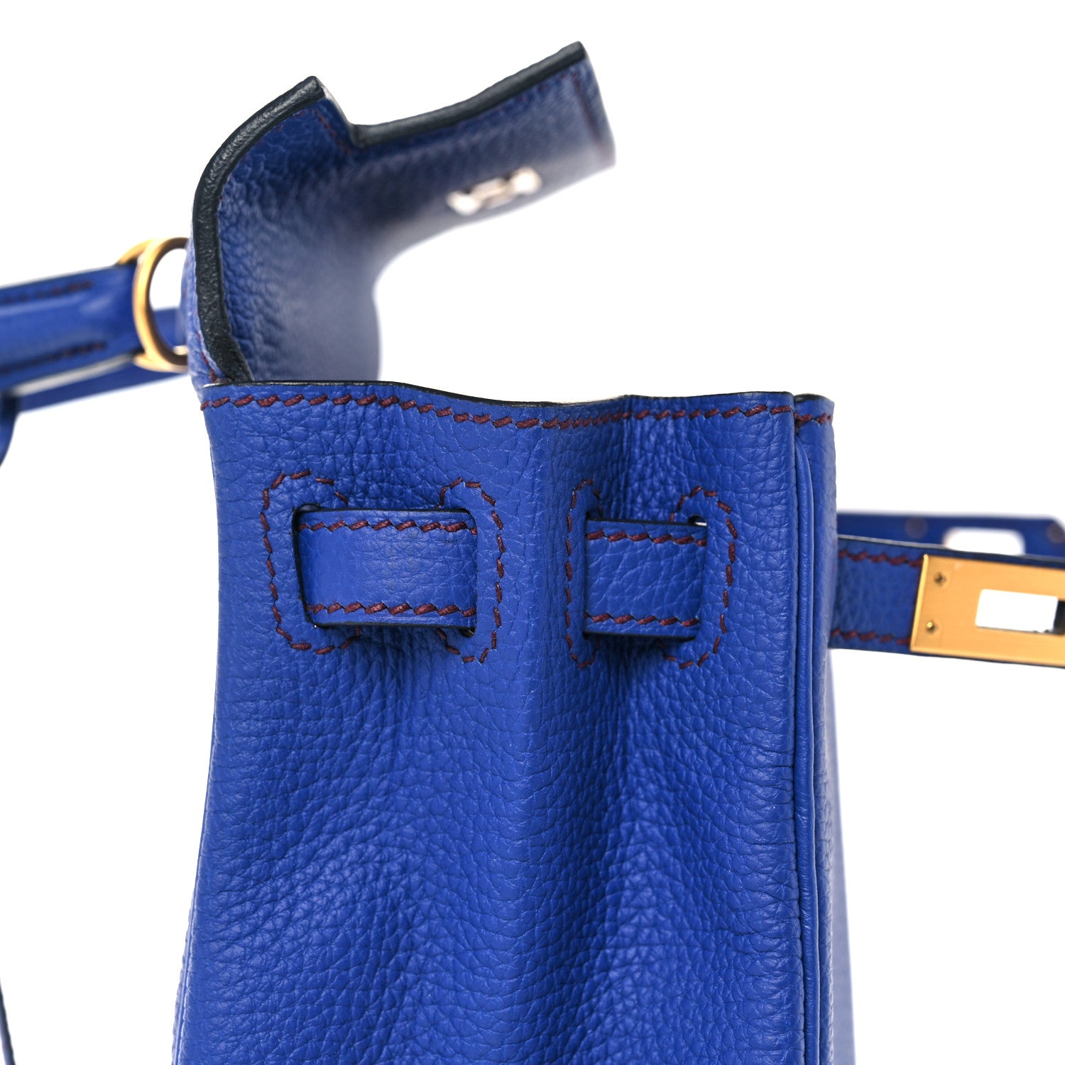 Hermes Togo Horseshoe Kelly Retourne 25 Bleu Electrique Bordeaux 15 of 38