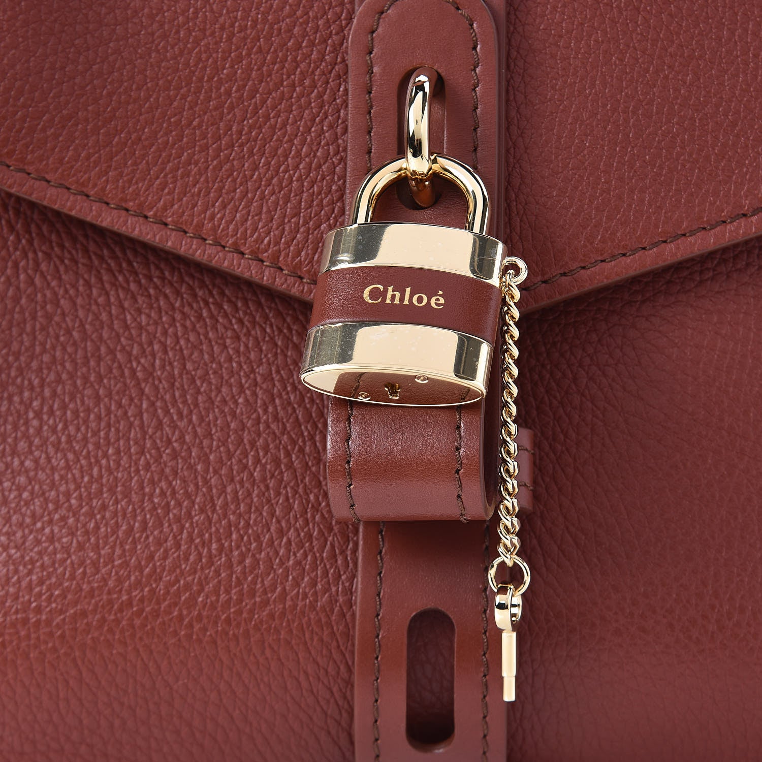 Chloe Shiny Grained Calfskin Medium Aby Day Shoulder Bag Sepia Brown 8 of 10