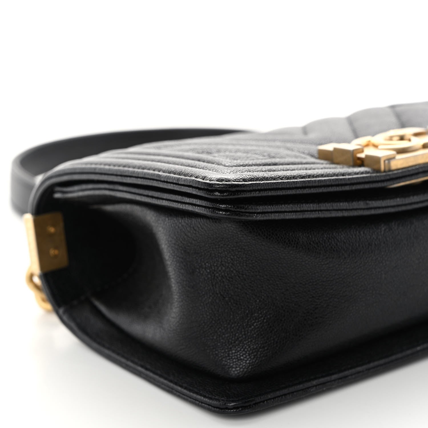 Chanel Caviar Chevron Quilted Small Boy Flap Black 9 of 11