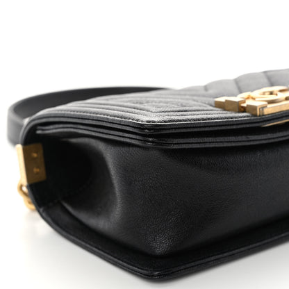 Chanel Caviar Chevron Quilted Small Boy Flap Black 9 of 11