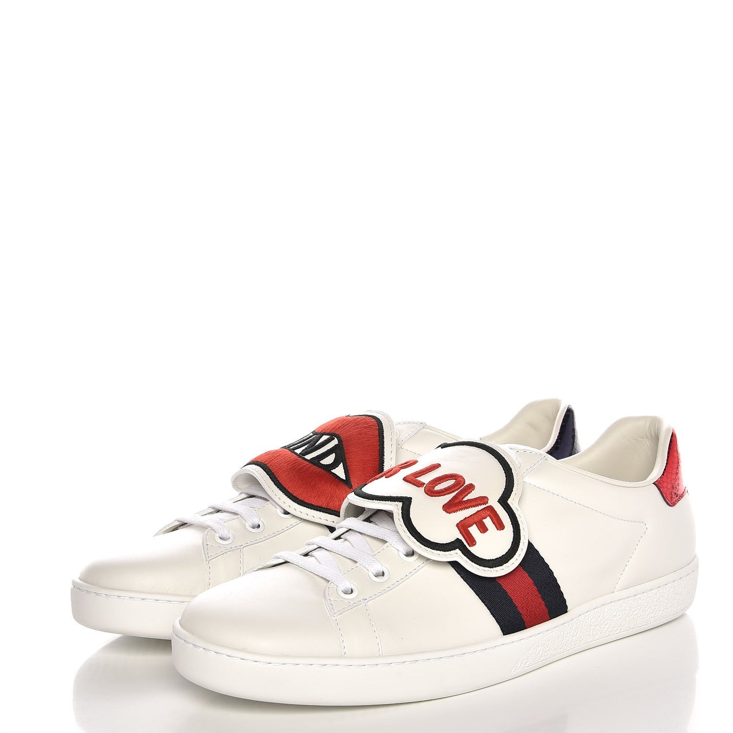 Calfskin Ayers Blind For Love Embroidered Womens Ace Sneakers 41 White