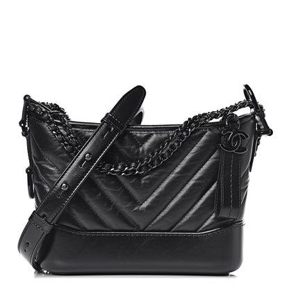 Chanel Aged Calfskin Chevron Quilted Small Gabrielle Hobo So Black 1 of 11