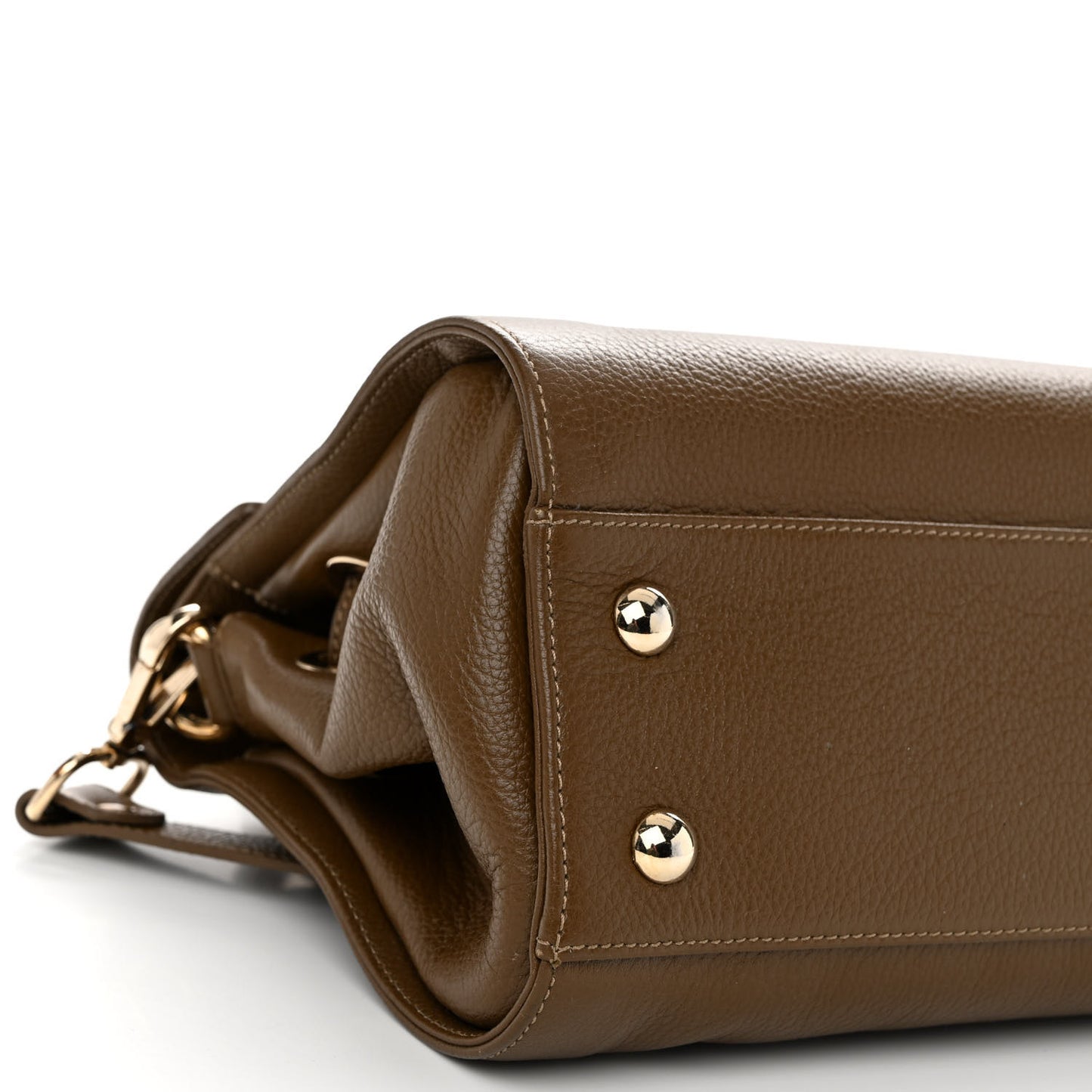 Grainy Calfskin Rosalie Satchel Dark Brown