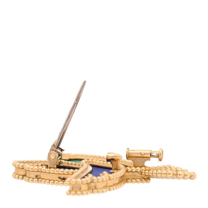 Van Cleef & Arpels 18K Yellow Gold Lapis Lazuli Malachite Black Onyx Humming Bird Brooch Pin 3 of 4
