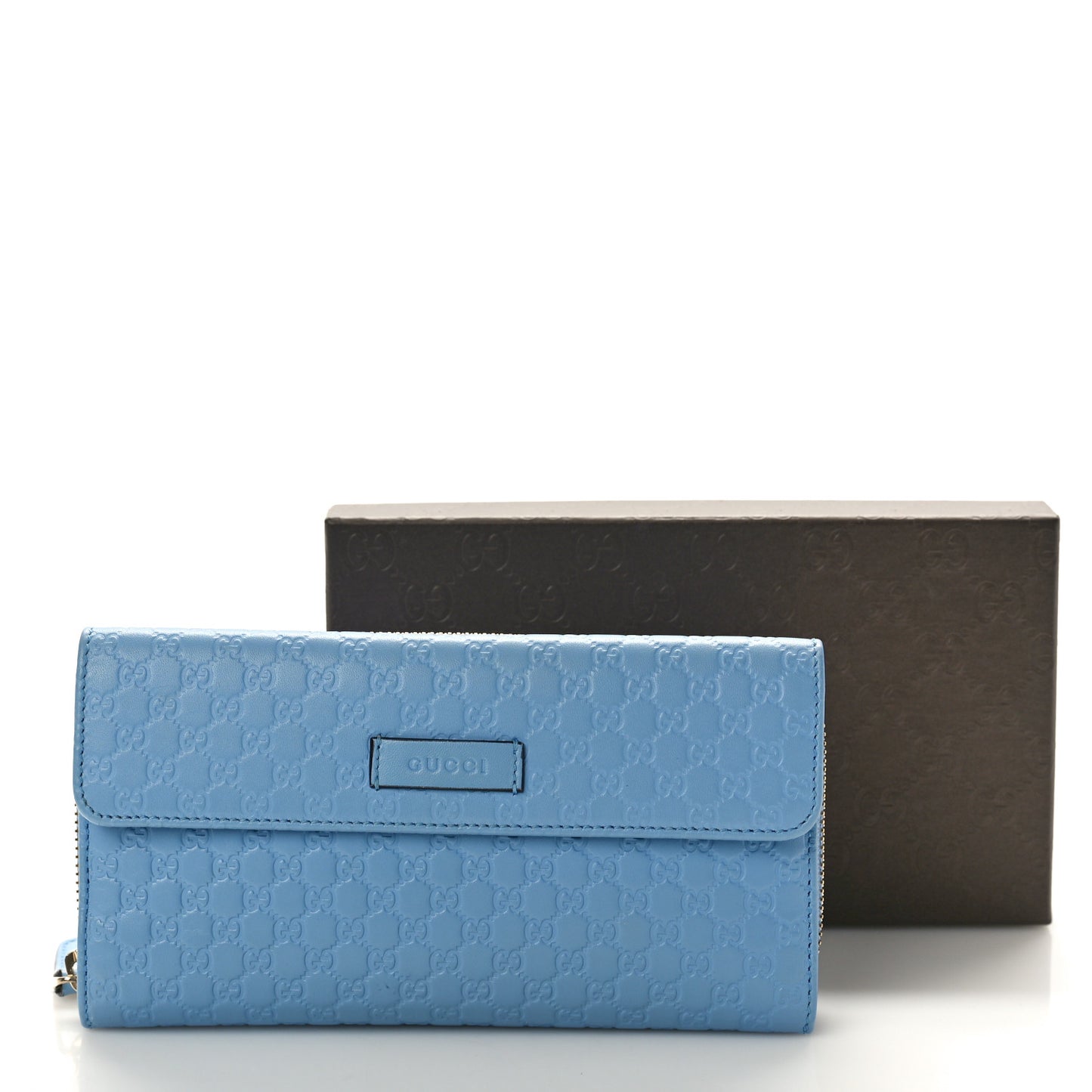 Soft Microguccissima Continental Zip Wallet Mineral Blue