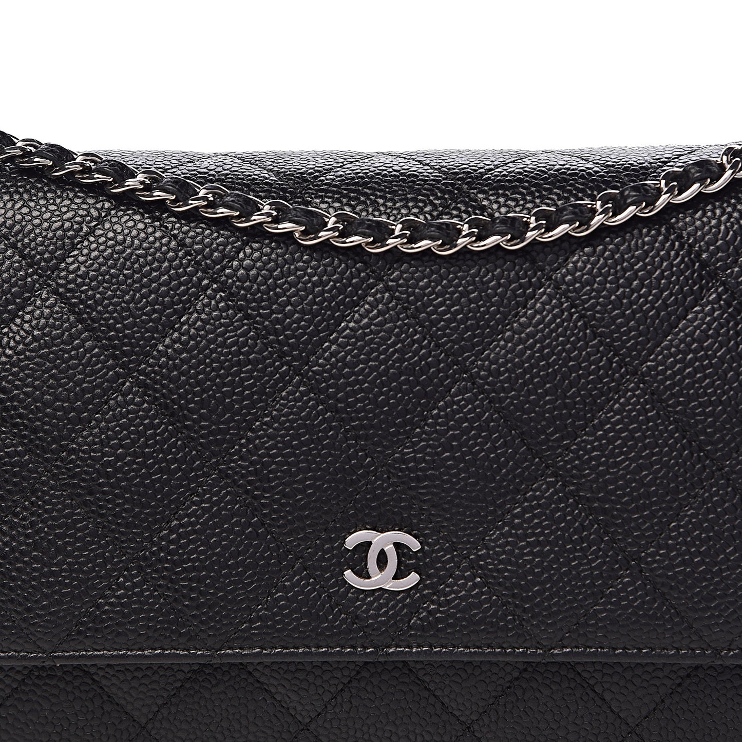 Caviar Quilted Wallet On Chain WOC Black